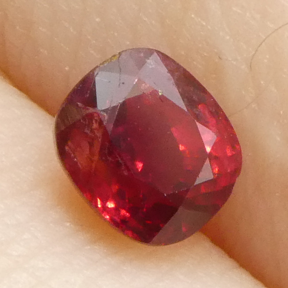 0.84ct Tanzanian Red Sapphire, cushion-cut vivid gem from SkyJems' premium single-stone collection, rare corundum beauty