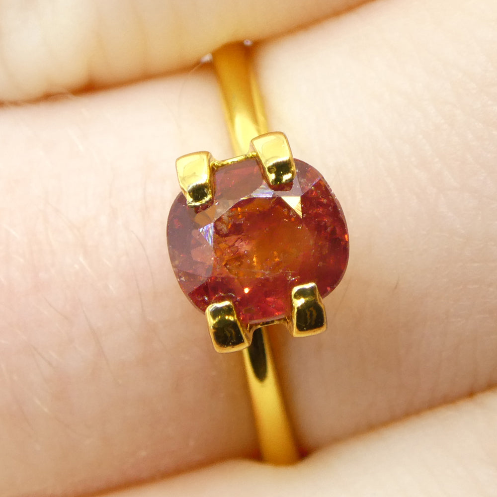 1.44ct Tanzanian Orange-Red Cushion Sapphire, heated single stone from SkyJems premium gemstone collection