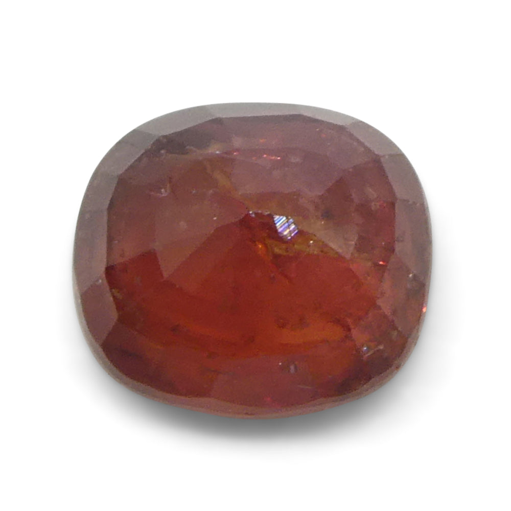1.44ct Tanzanian Orange-Red Cushion Sapphire, premium heated single stone from SkyJems Canadian gem specialists