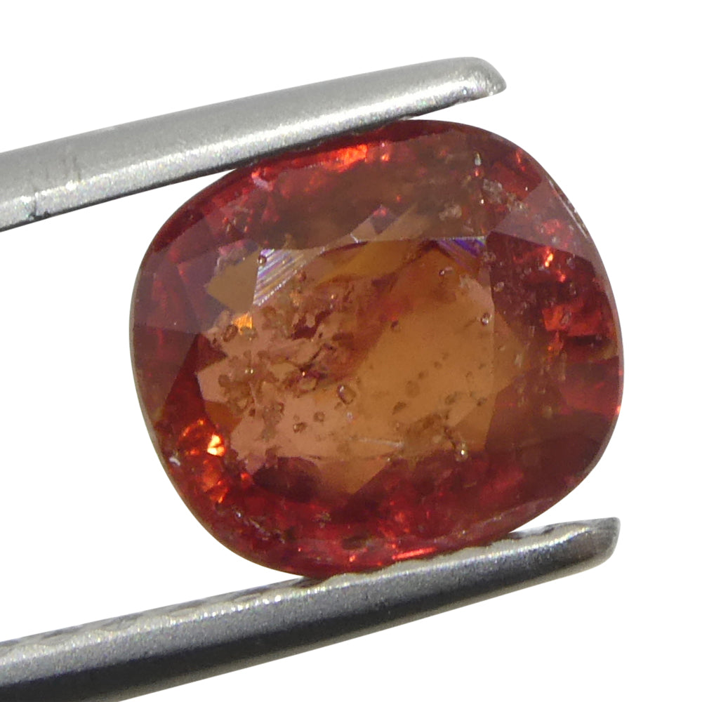1.44ct Tanzanian Orange-Red Cushion Sapphire, premium heated single stone from SkyJems Canadian gem specialists