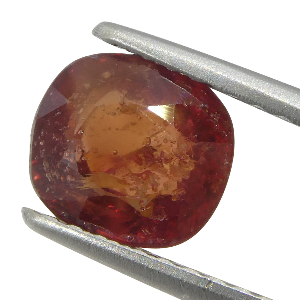 1.44ct Tanzanian Orange-Red Cushion Sapphire, premium heated single stone from SkyJems Canadian gem specialists