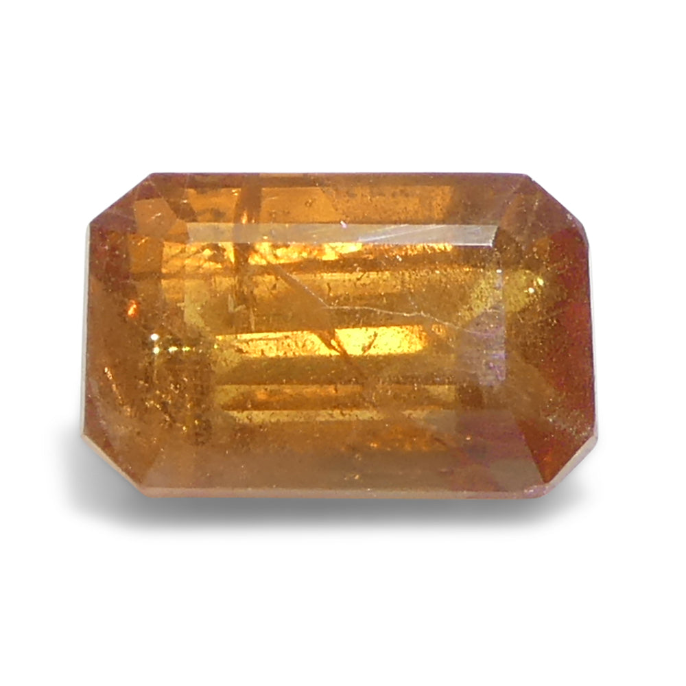 1.57ct Unheated Orange Sapphire from Tanzania, Emerald Cut Octagonal Gemstone by SkyJems Canadian Gem Experts