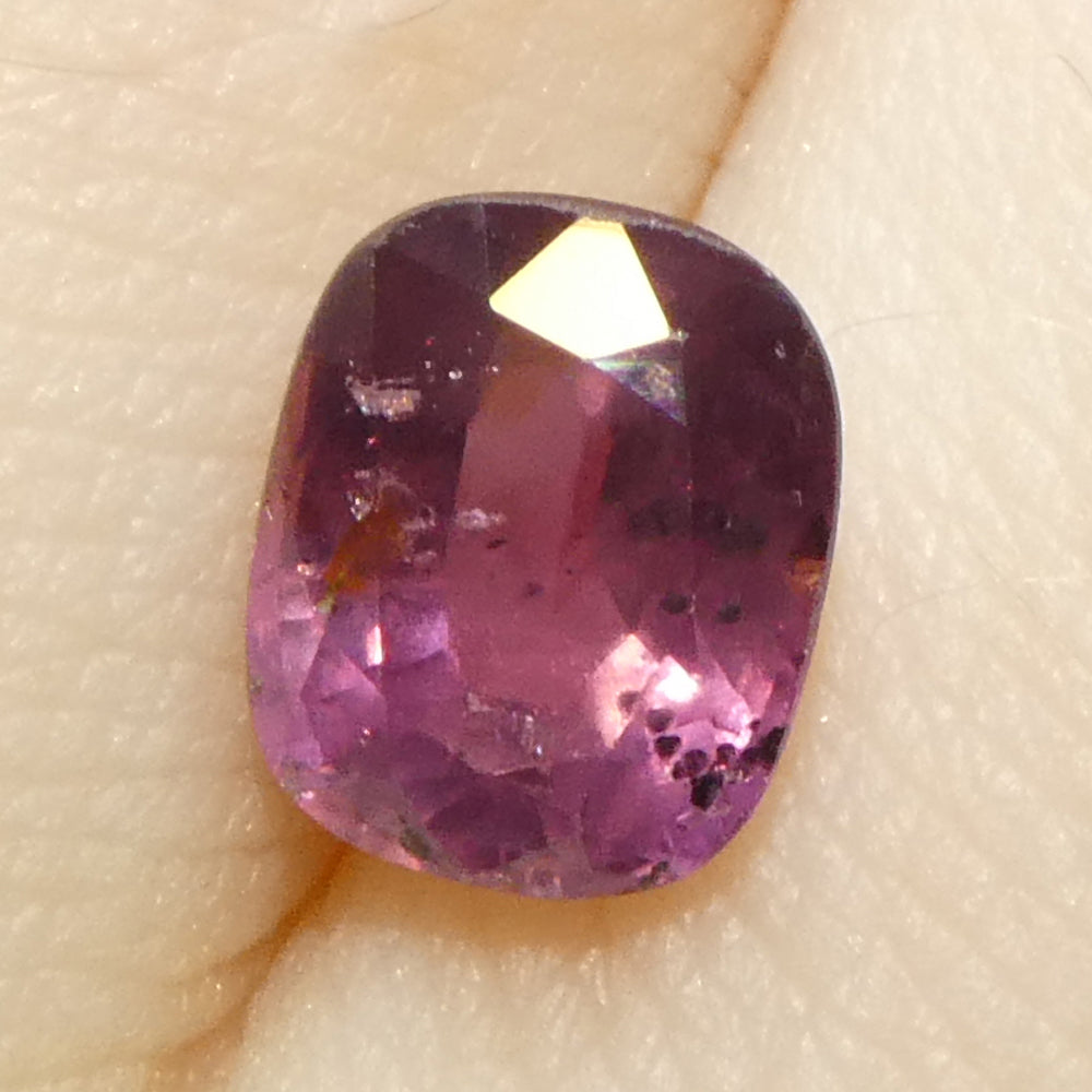 1.56ct Tanzanian Cushion Pink Sapphire, slightly purplish, Step Cut gemstone from SkyJems Canadian gem specialists