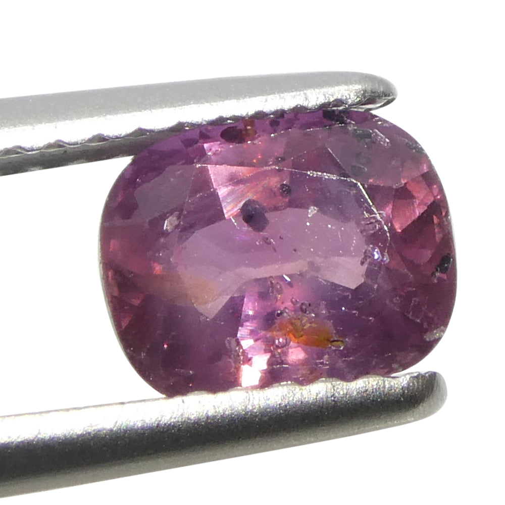 1.56ct Tanzanian Cushion Pink Sapphire, slightly purplish, Step Cut gemstone from SkyJems Canadian gem specialists