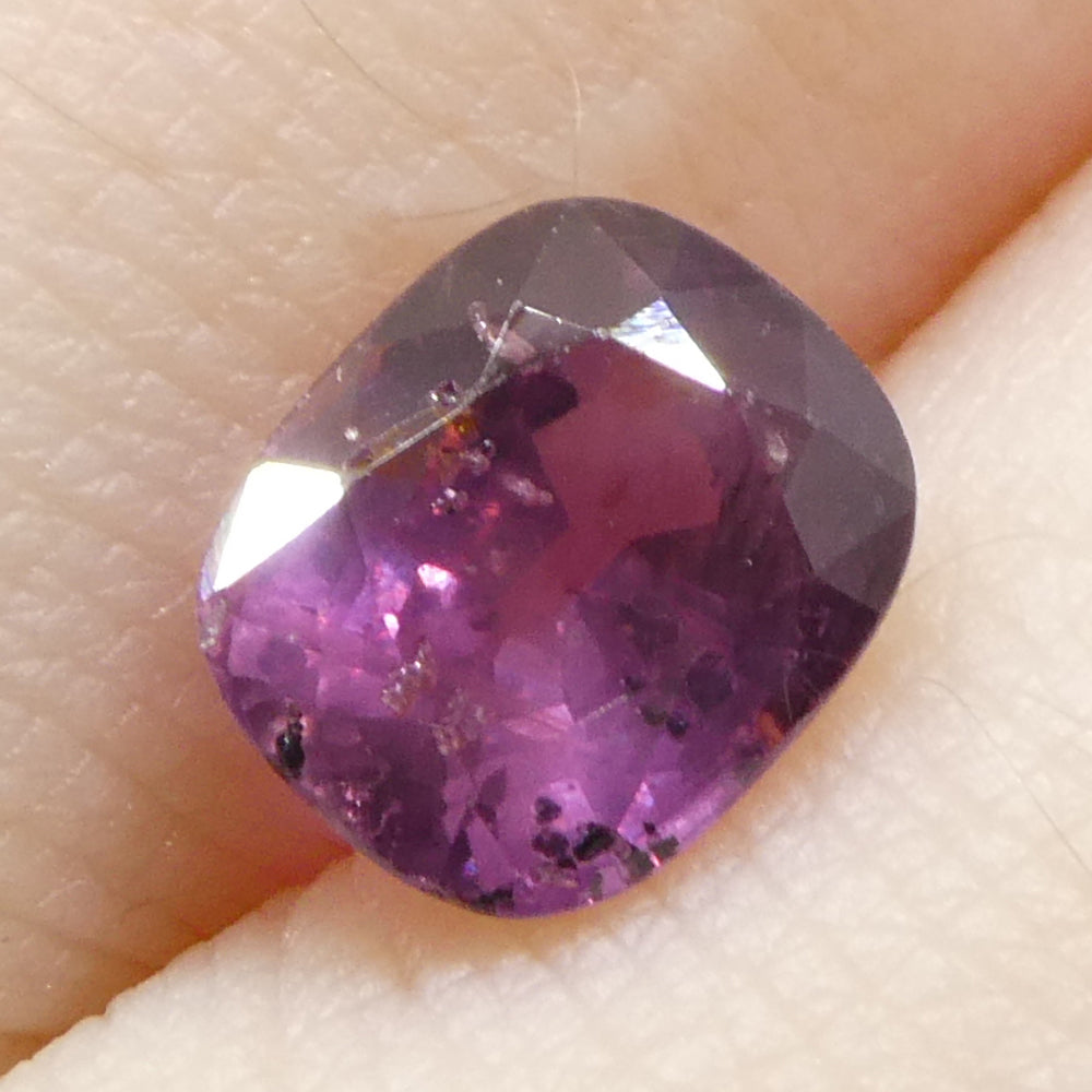 1.56ct Tanzanian Cushion Pink Sapphire, slightly purplish, Step Cut gemstone from SkyJems Canadian gem specialists