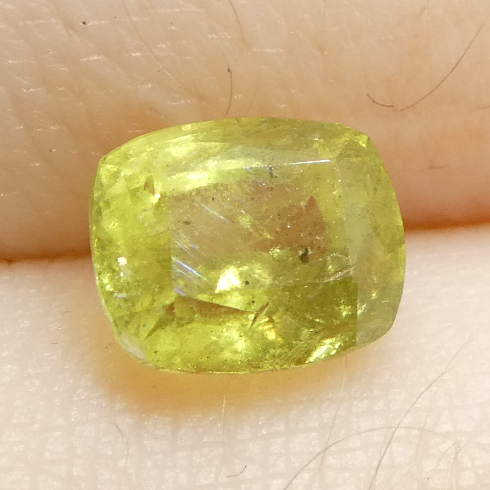 1.57ct Cushion Yellow Sapphire from Tanzania, Greenish-Yellow Hue | Premium Gemstone by SkyJems Canadian Gem Experts