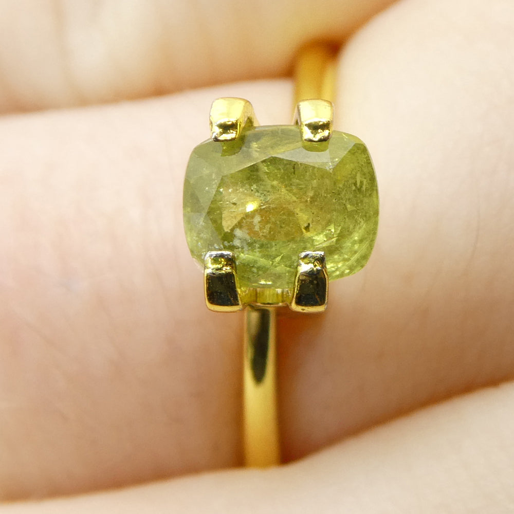 1.57ct Cushion Yellow Sapphire from Tanzania, Greenish-Yellow Hue | Premium Gemstone by SkyJems Canadian Gem Experts