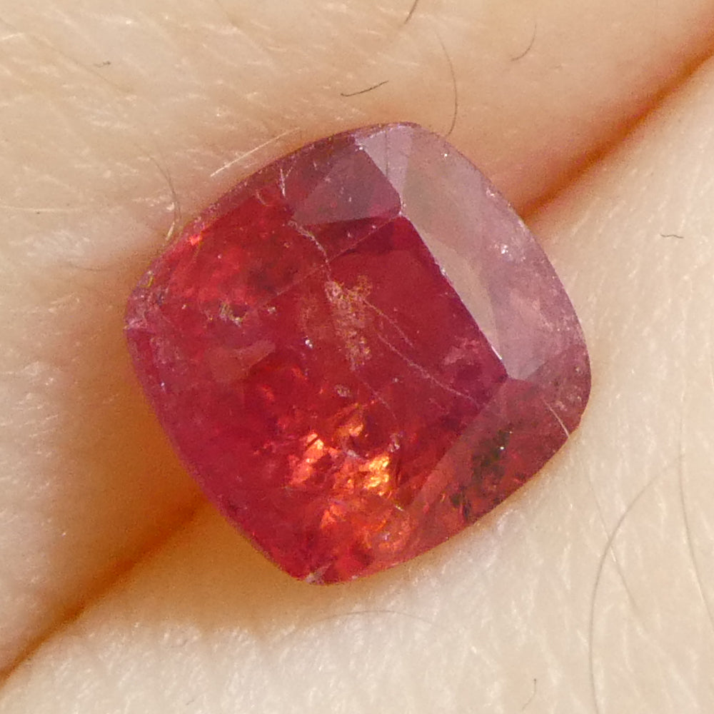 1.04ct Tanzanian Orangy-Red Cushion Sapphire, SkyJems premium heated single stone, vibrant gem collection
