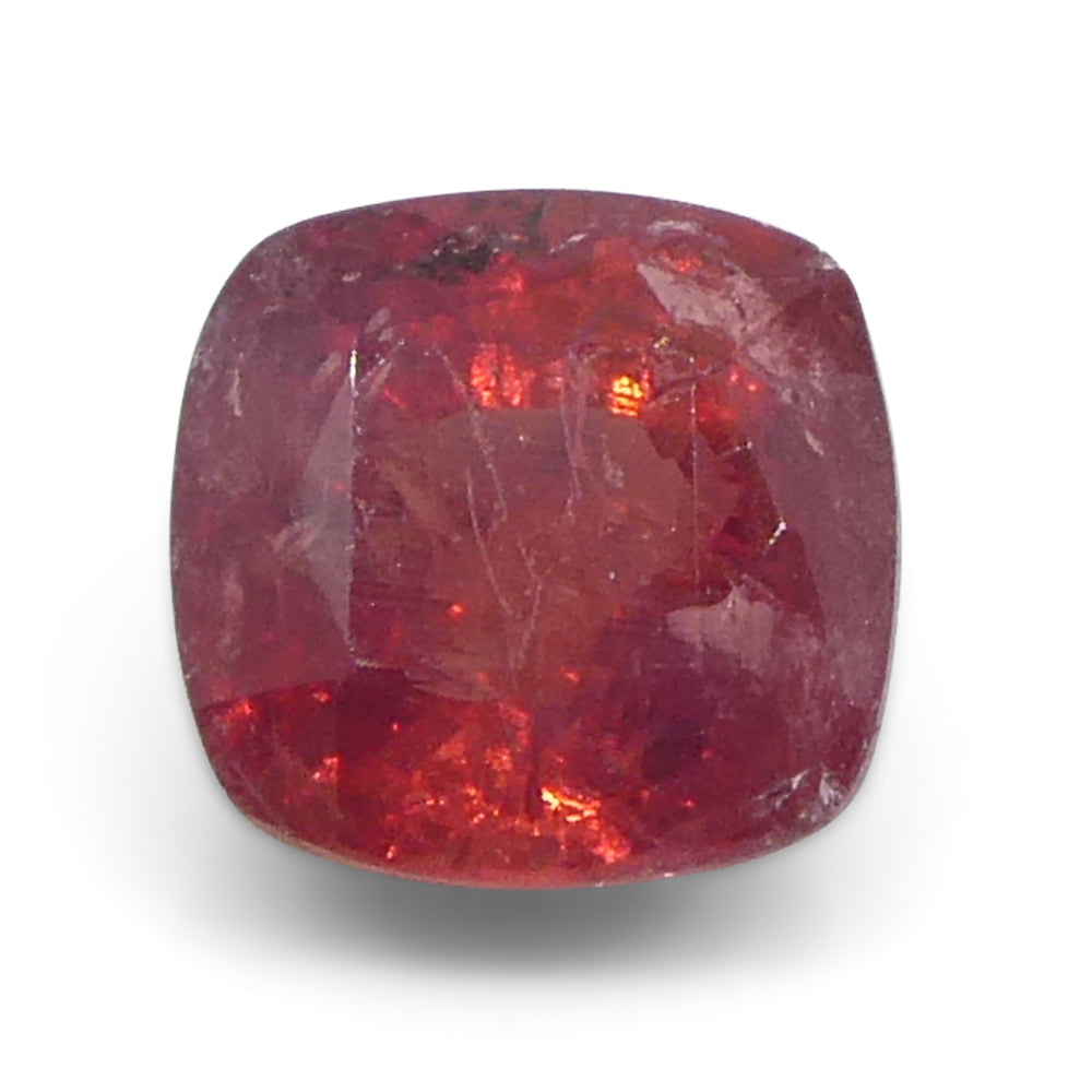 1.04ct Tanzanian Orangy-Red Cushion Sapphire, medium-strong color, Step Cut | Premium Gem by SkyJems Canada