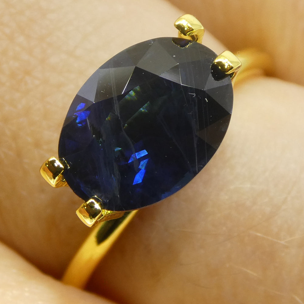 3.55ct Oval Blue Sapphire from East Africa, deep purplish-blue gemstone by SkyJems, premium Canadian colored gem specialists