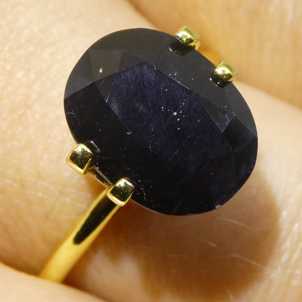4.96ct Oval Blue Australian Sapphire from SkyJems, premium heated corundum gemstone with deep blue color and elegant cut