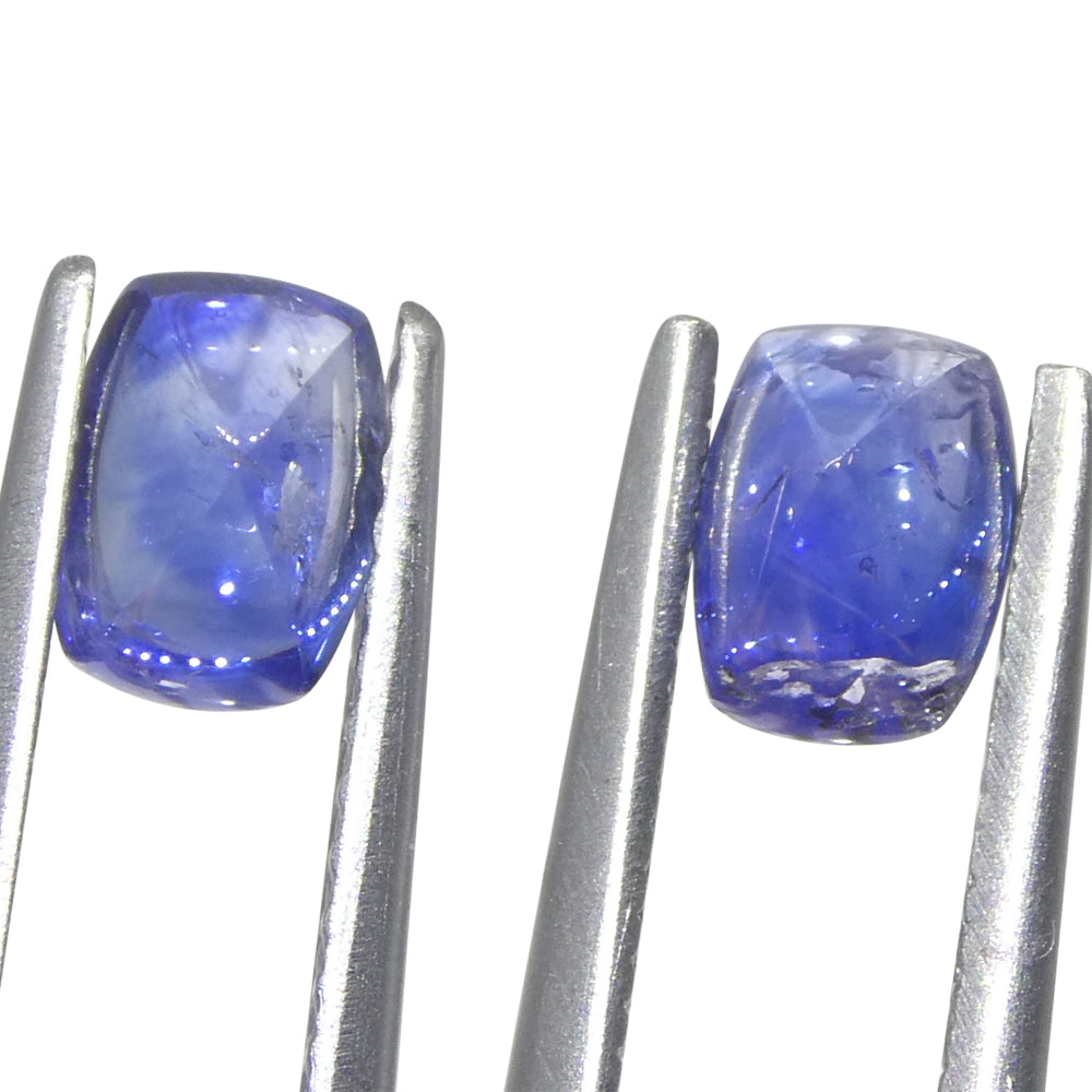 Sapphire 1.51 cts 5.7 x 4.2 x 3.21 mm and 5.7 x 4.2 x 3.27 mm Cushion Sugarloaf Cabochon slightly purplish Blue $1210