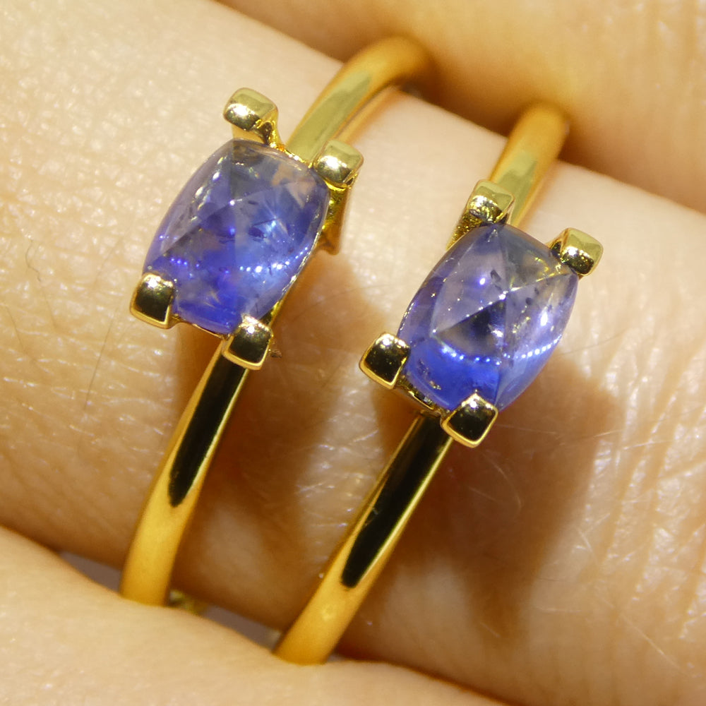 1.51ct Pair (2) Cushion Sugarloaf Cabochon Blue Sapphires from Burma - Skyjems Wholesale Gemstones