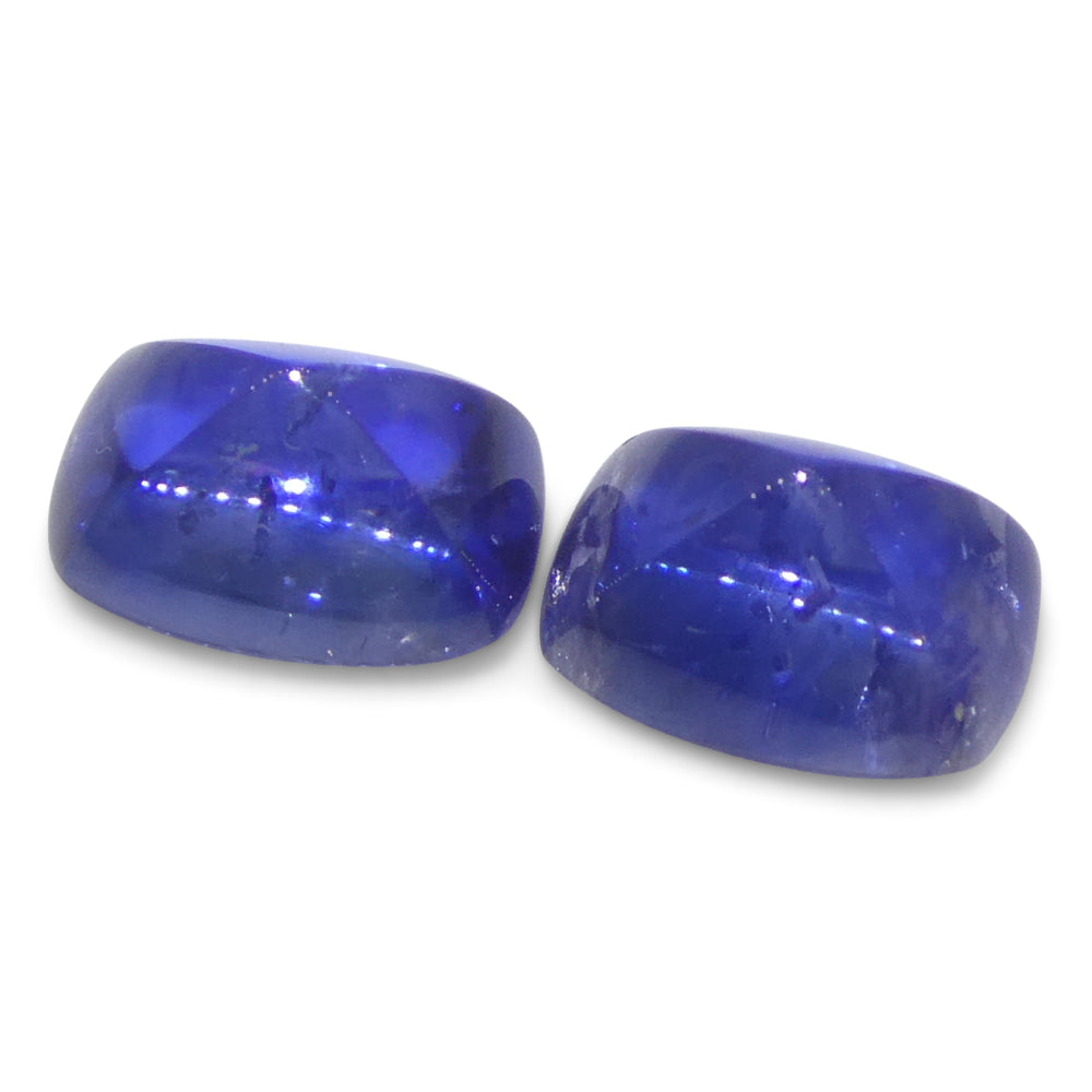 1.51ct Pair (2) Cushion Sugarloaf Cabochon Blue Sapphires from Burma - Skyjems Wholesale Gemstones