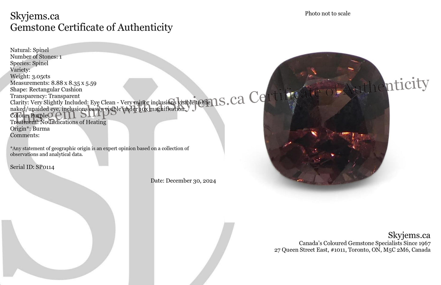 3.05ct Rectangular Cushion Brown Spinel from Burma - Skyjems Wholesale Gemstones