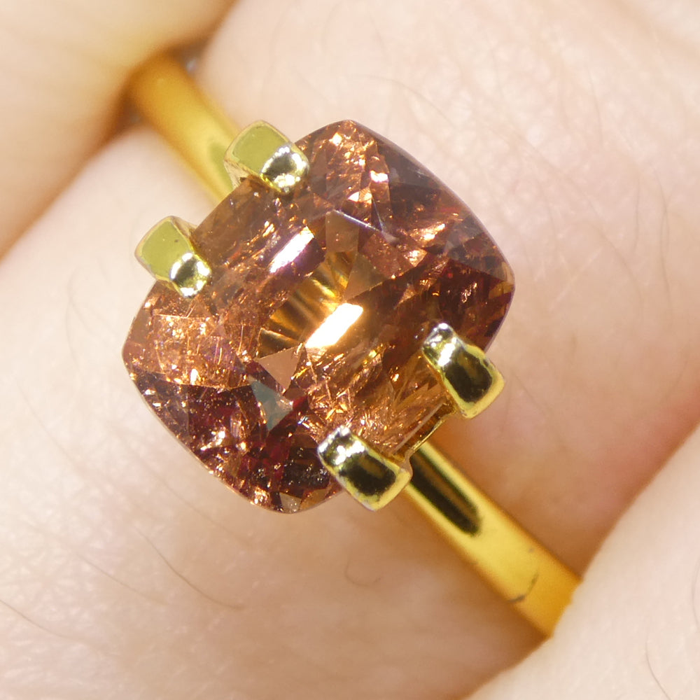 2.15ct Burmese Orange Spinel, Cushion Cut Unheated Gemstone from SkyJems Canadian Fine Gem Collection