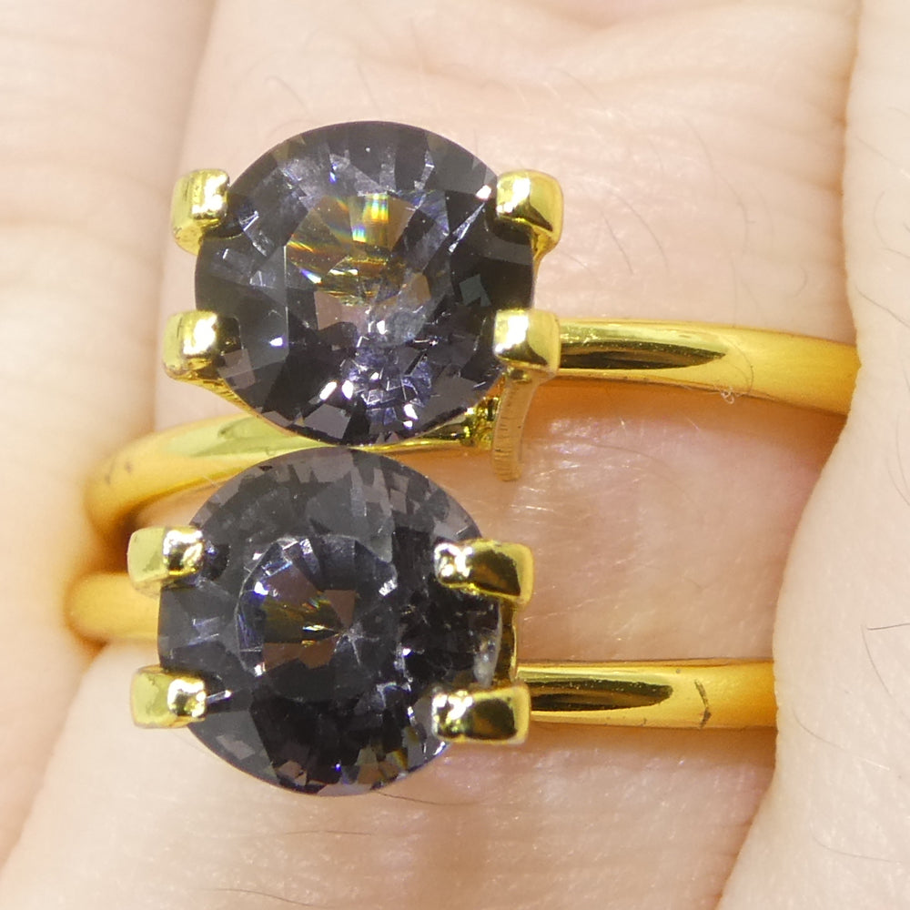 3.25ct Pair (2) Round Purple Spinel from Burma Unheated - Skyjems Wholesale Gemstones