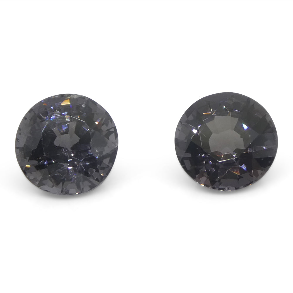 3.25ct Pair (2) Round Purple Spinel from Burma Unheated - Skyjems Wholesale Gemstones