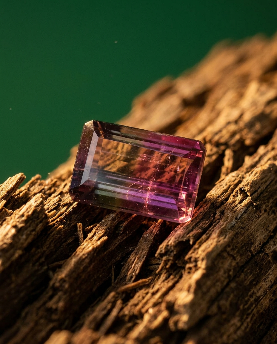 1.07ct Pink & Purple Bi-Colour Tourmaline, Emerald Cut Brazilian Gemstone by SkyJems