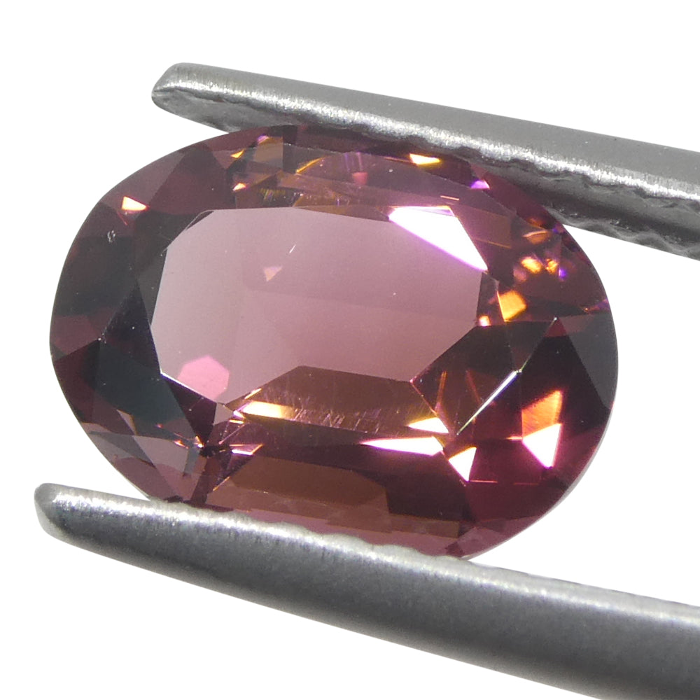 SkyJems 1.82ct Oval Pink Tourmaline from Brazil, vibrant orangy-pink gemstone in elegant step cut design
