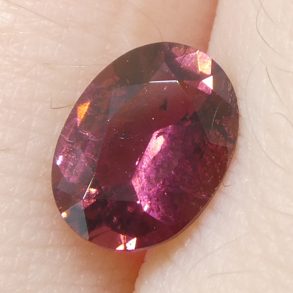 1.06ct Oval Pink Tourmaline from Brazil, precision-cut gemstone by SkyJems, showcasing vibrant pink hues and elegant oval sil