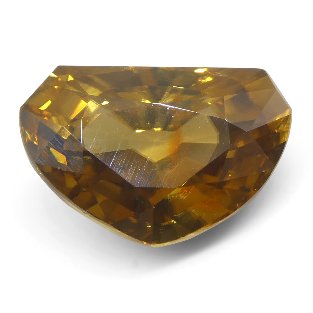 Zircon 7.64 cts 13.17 x 9.10 x 6.42 mm Half Moon Fancy Cut Orange $1530