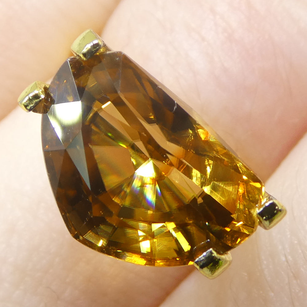 7.64ct Natural Earth Mined Half Moon Fancy Cut Orange Zircon from Sri Lanka - Skyjems Wholesale Gemstones