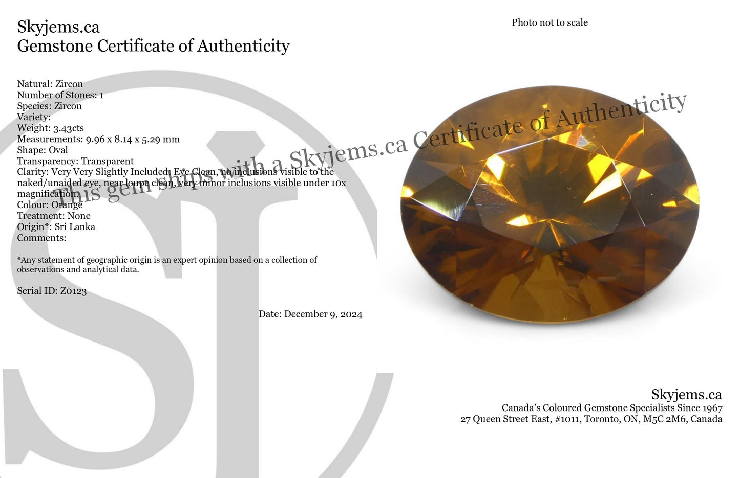 3.43ct Natural Earth Mined Oval Master Brilliant Cut Orange Zircon from Sri Lanka - Skyjems Wholesale Gemstones