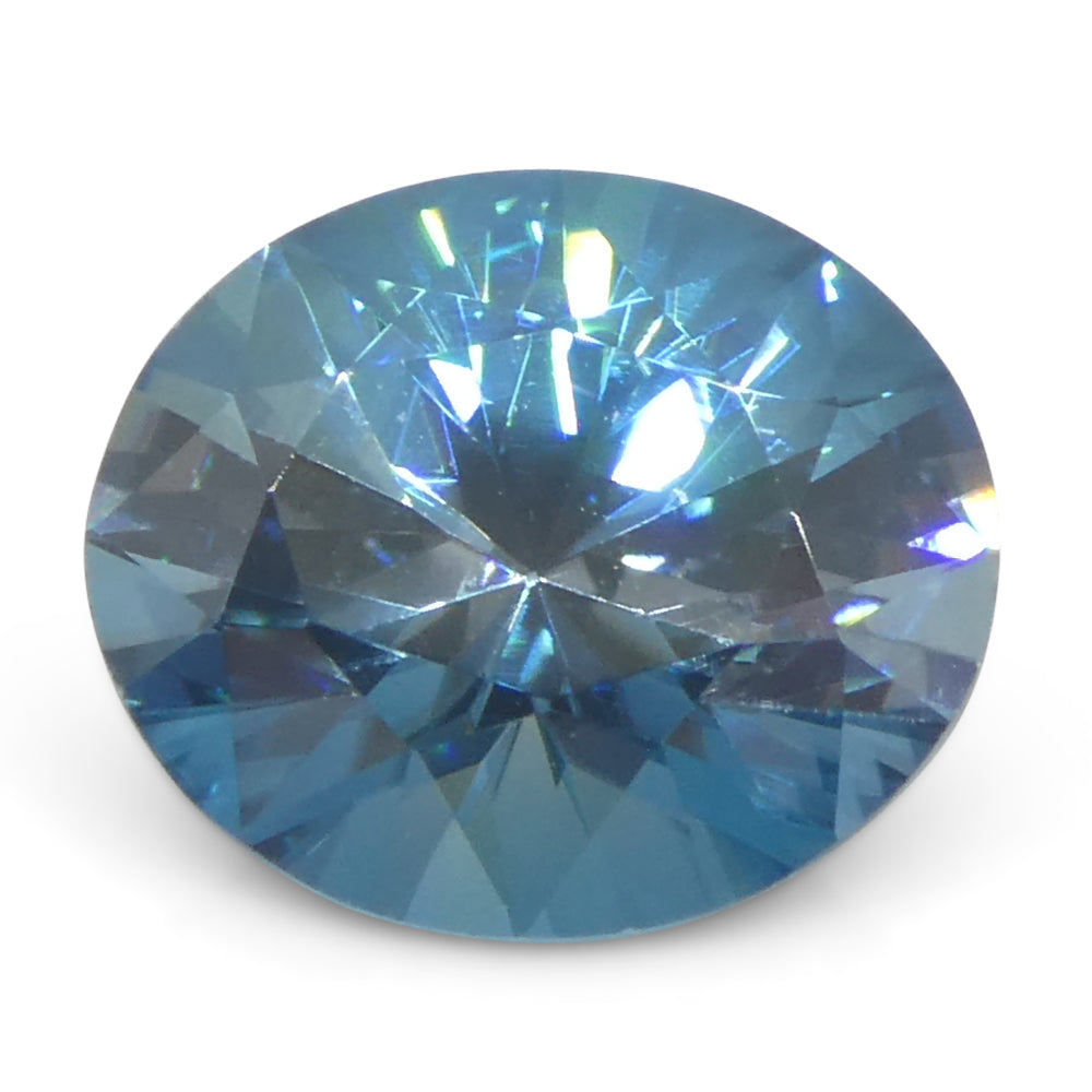 2.37ct Natural Earth Mined Oval Master Brilliant Cut Blue Zircon from Cambodia - Skyjems Wholesale Gemstones