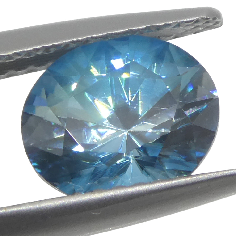 2.37ct Natural Earth Mined Oval Master Brilliant Cut Blue Zircon from Cambodia - Skyjems Wholesale Gemstones