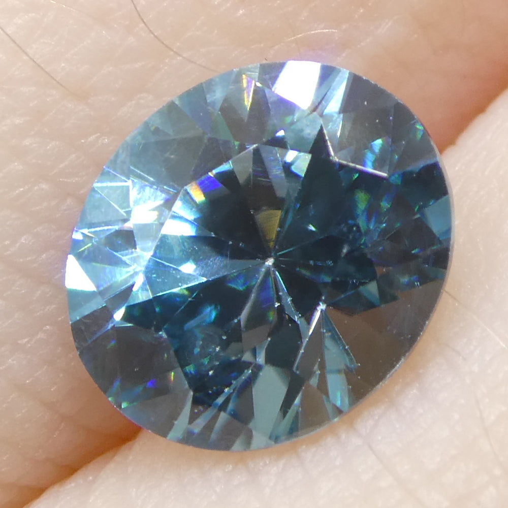 2.01ct Natural Earth Mined Oval Master Brilliant Cut Blue Zircon from Cambodia - Skyjems Wholesale Gemstones