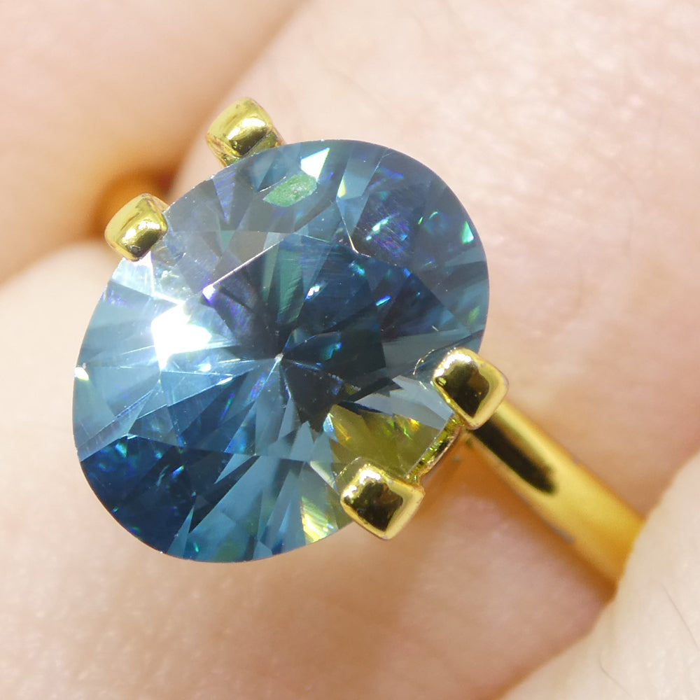 2.96ct Natural Earth Mined Oval Master Brilliant Cut Blue Zircon from Cambodia - Skyjems Wholesale Gemstones
