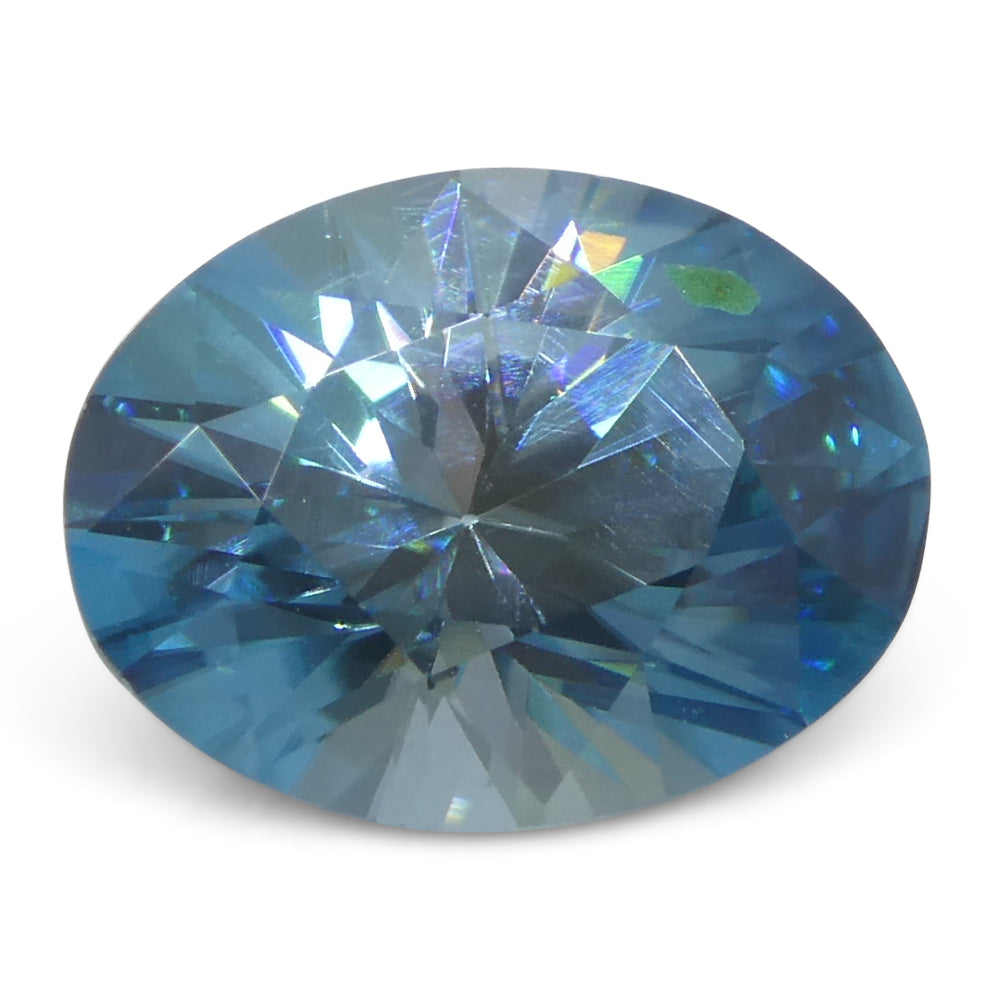 2.96ct Natural Earth Mined Oval Master Brilliant Cut Blue Zircon from Cambodia - Skyjems Wholesale Gemstones