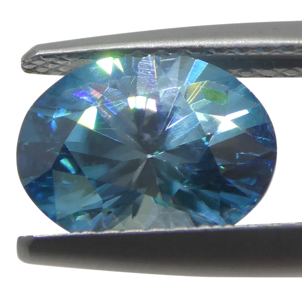 2.96ct Natural Earth Mined Oval Master Brilliant Cut Blue Zircon from Cambodia - Skyjems Wholesale Gemstones
