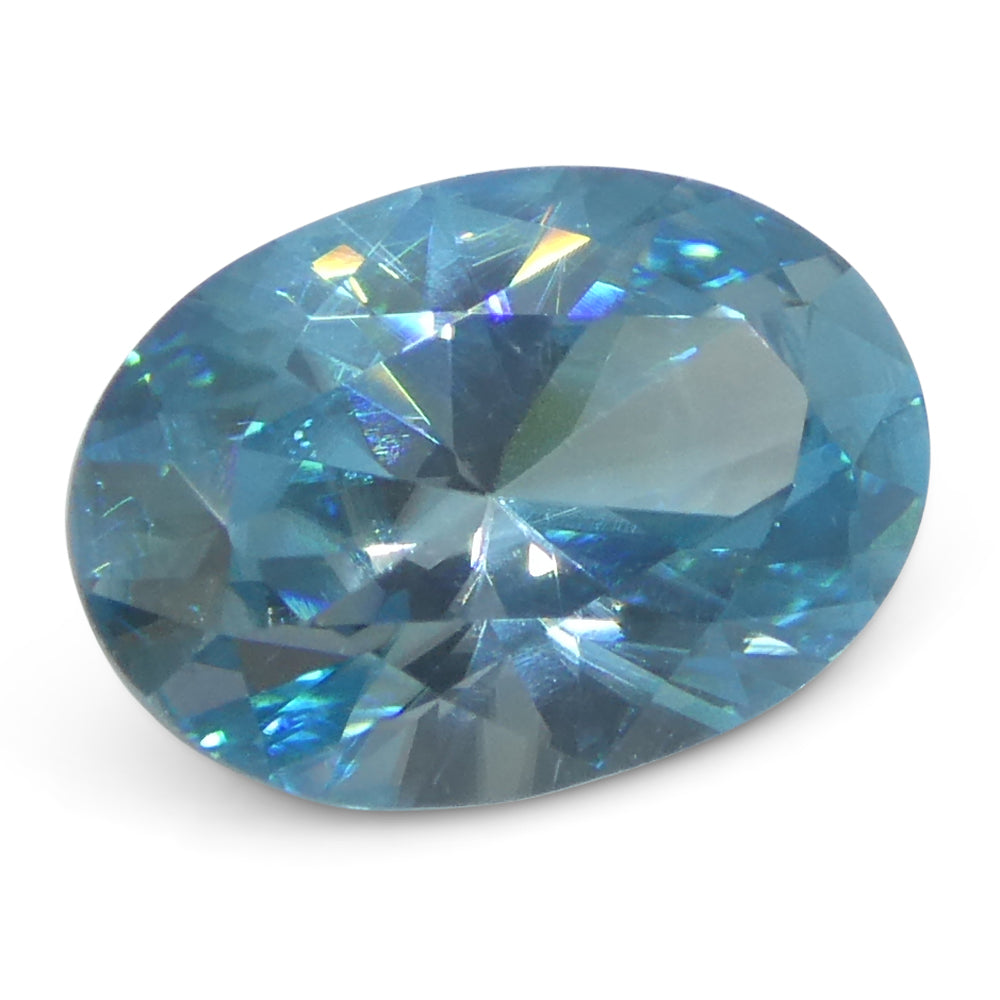 2.38ct Natural Earth Mined Oval Master Brilliant Cut Blue Zircon from Cambodia - Skyjems Wholesale Gemstones