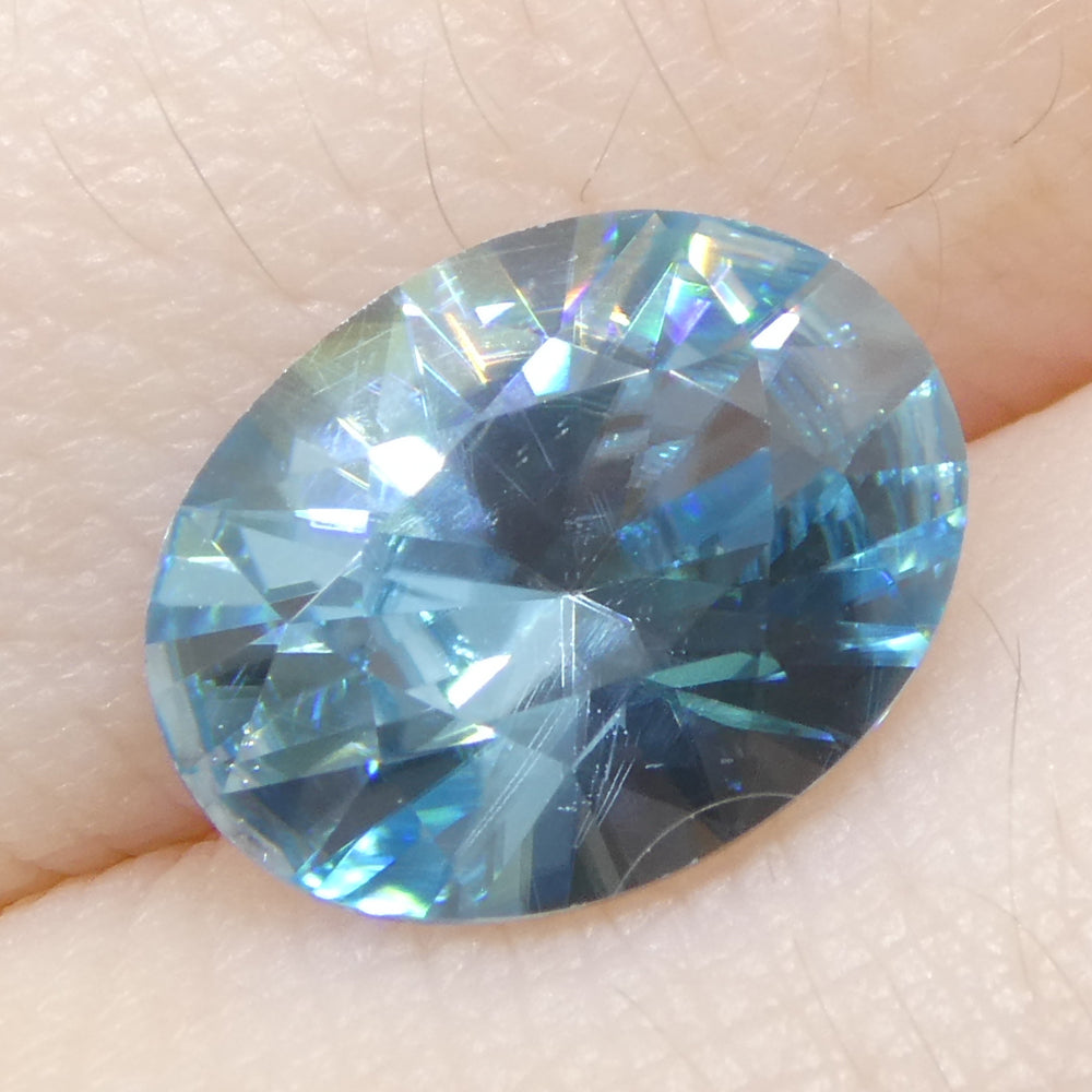3.16ct Natural Earth Mined Oval Master Brilliant Cut Blue Zircon from Cambodia - Skyjems Wholesale Gemstones