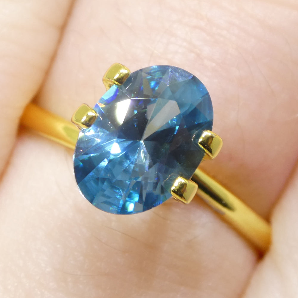 2.15ct Natural Earth Mined Oval Master Brilliant Cut Blue Zircon from Cambodia - Skyjems Wholesale Gemstones