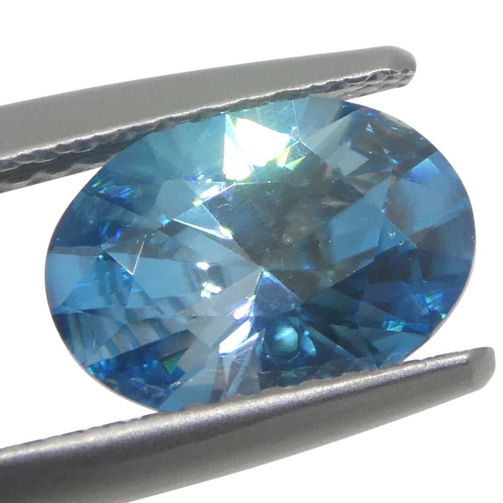 2.15ct Natural Earth Mined Oval Master Brilliant Cut Blue Zircon from Cambodia - Skyjems Wholesale Gemstones