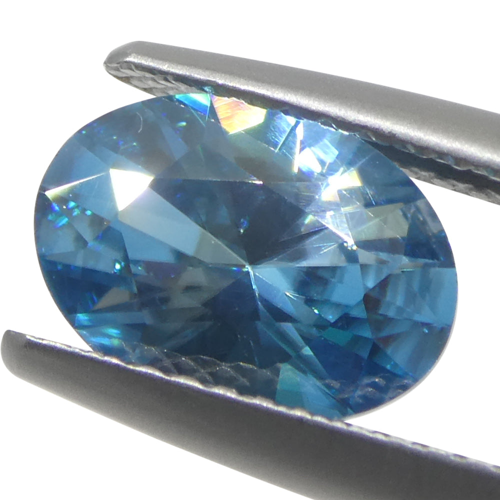 2.15ct Natural Earth Mined Oval Master Brilliant Cut Blue Zircon from Cambodia - Skyjems Wholesale Gemstones