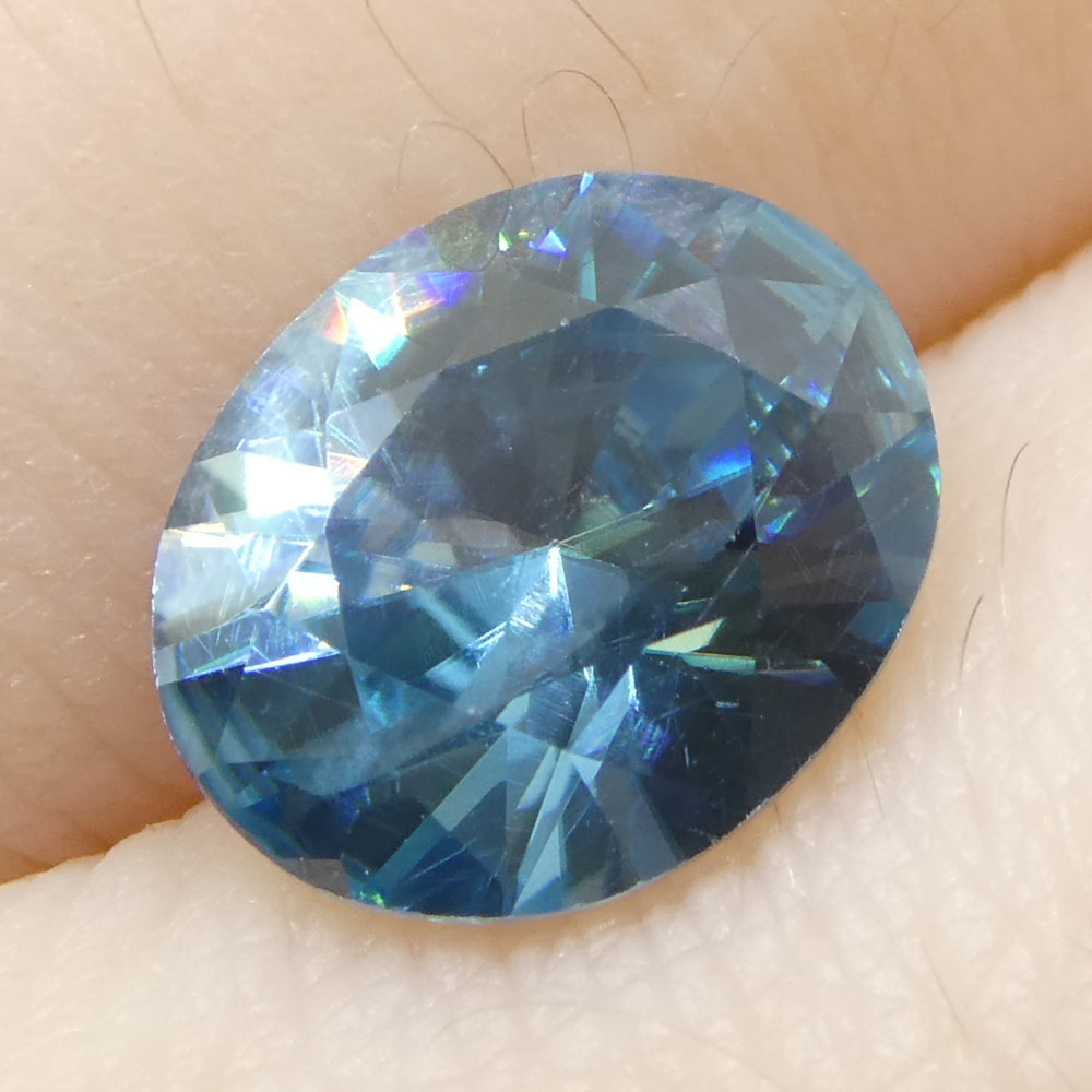 2.31ct Natural Earth Mined Oval Master Brilliant Cut Blue Zircon from Cambodia - Skyjems Wholesale Gemstones