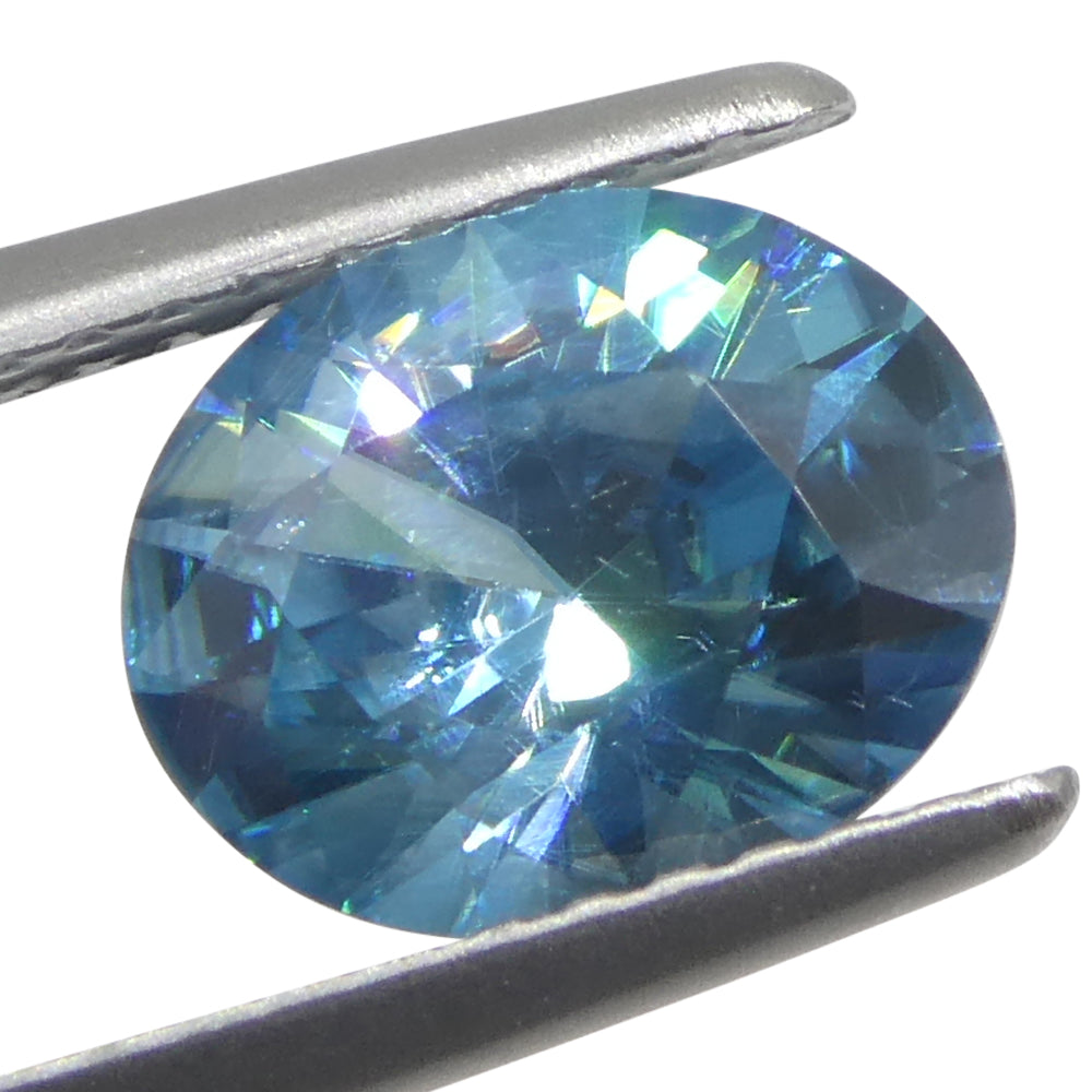 2.31ct Natural Earth Mined Oval Master Brilliant Cut Blue Zircon from Cambodia - Skyjems Wholesale Gemstones