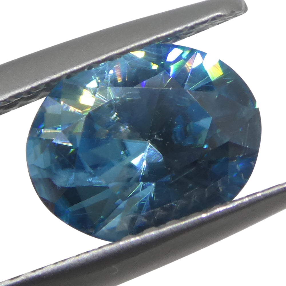 2.21ct Blue Zircon from Cambodia, oval brilliant-cut gemstone by SkyJems, premium earth-mined blue gem