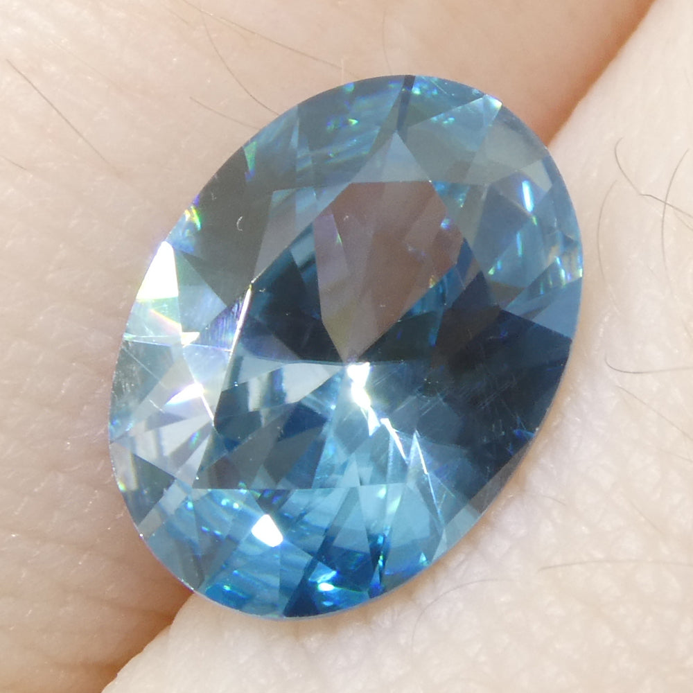 3.25ct Natural Earth Mined Oval Master Brilliant Cut Blue Zircon from Cambodia - Skyjems Wholesale Gemstones