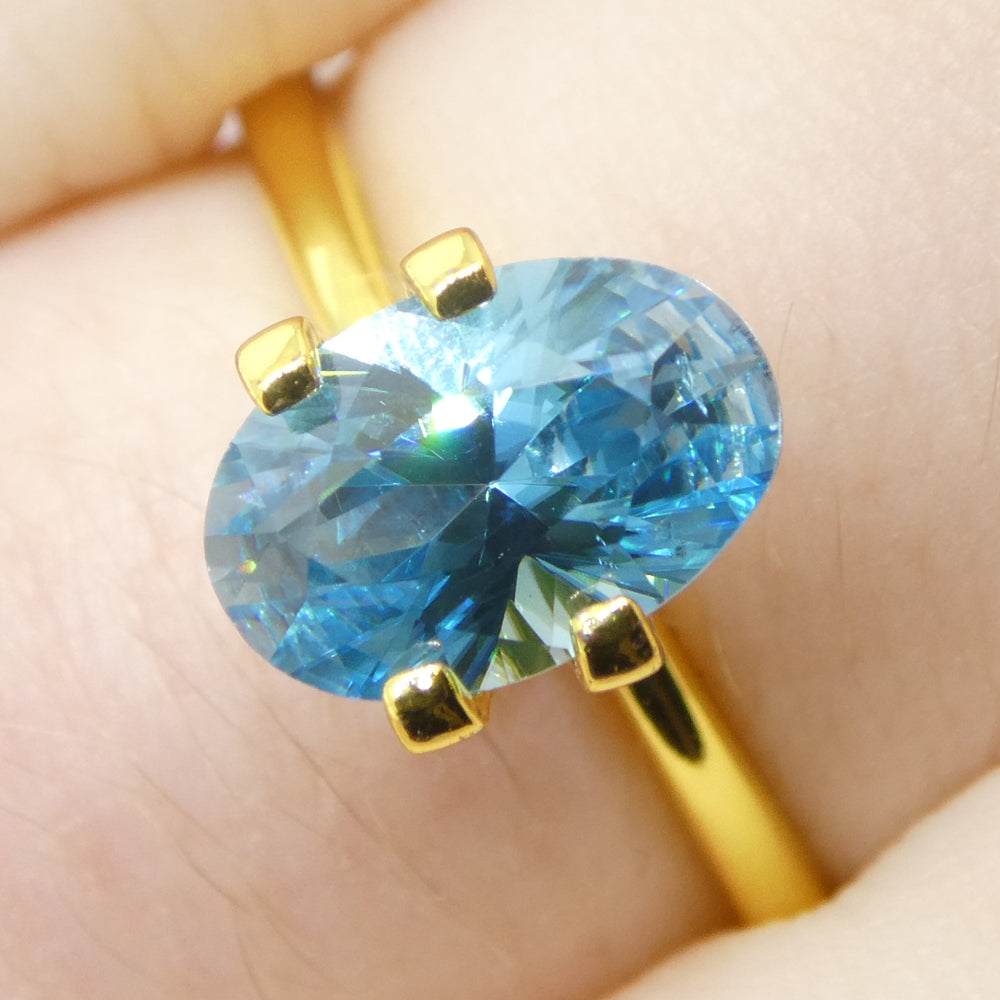 2.16ct Natural Earth Mined Oval Master Brilliant Cut Blue Zircon from Cambodia - Skyjems Wholesale Gemstones