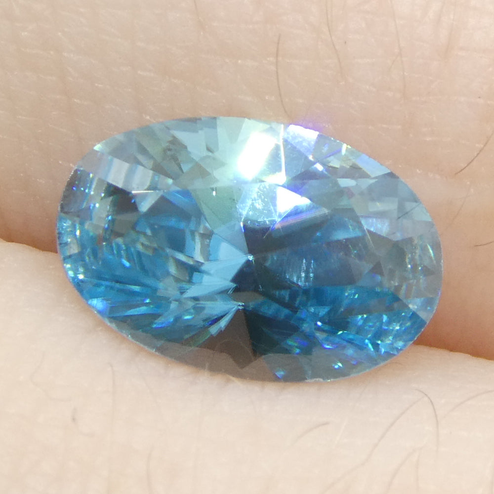 2.16ct Natural Earth Mined Oval Master Brilliant Cut Blue Zircon from Cambodia - Skyjems Wholesale Gemstones