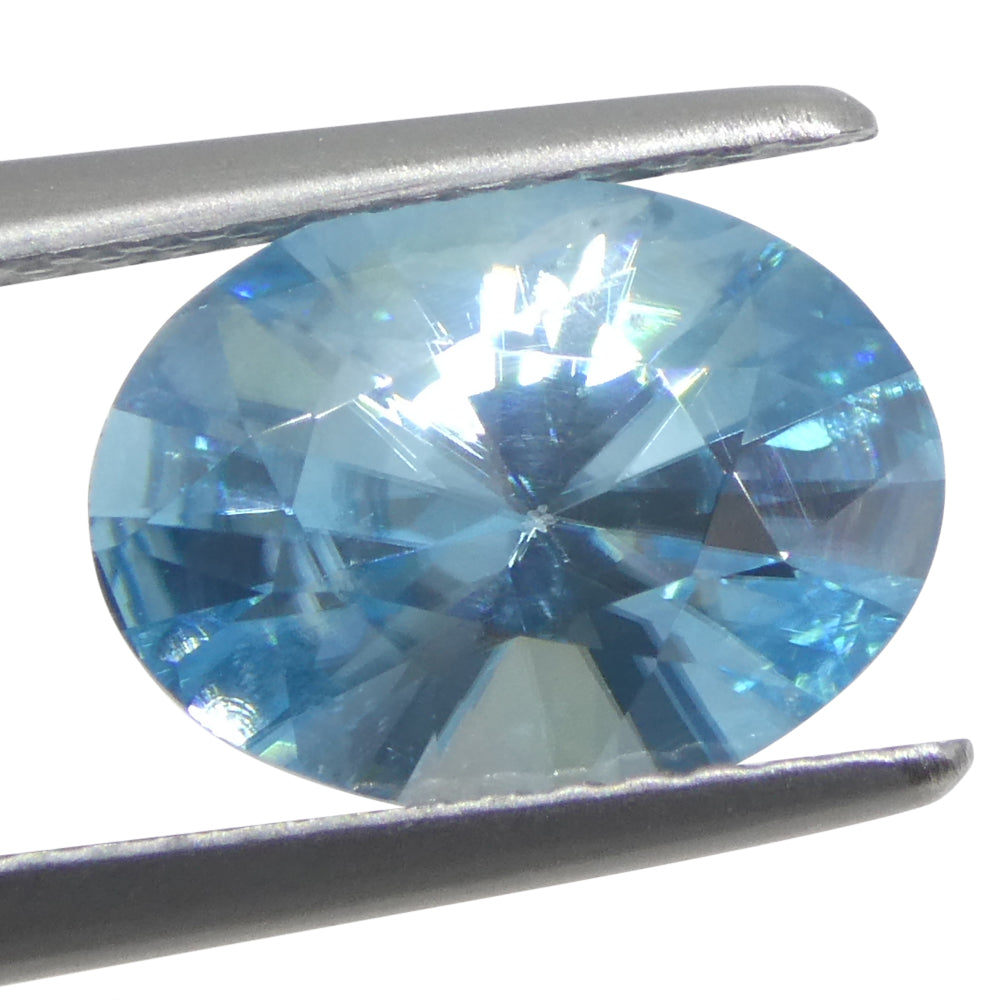 3.15ct Natural Earth Mined Oval Master Brilliant Cut Blue Zircon from Cambodia - Skyjems Wholesale Gemstones