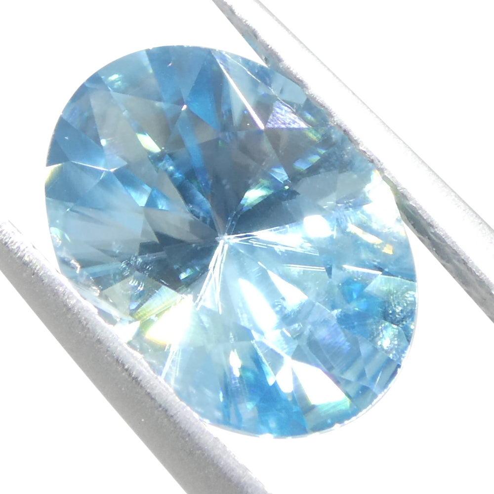 3.15ct Natural Earth Mined Oval Master Brilliant Cut Blue Zircon from Cambodia - Skyjems Wholesale Gemstones