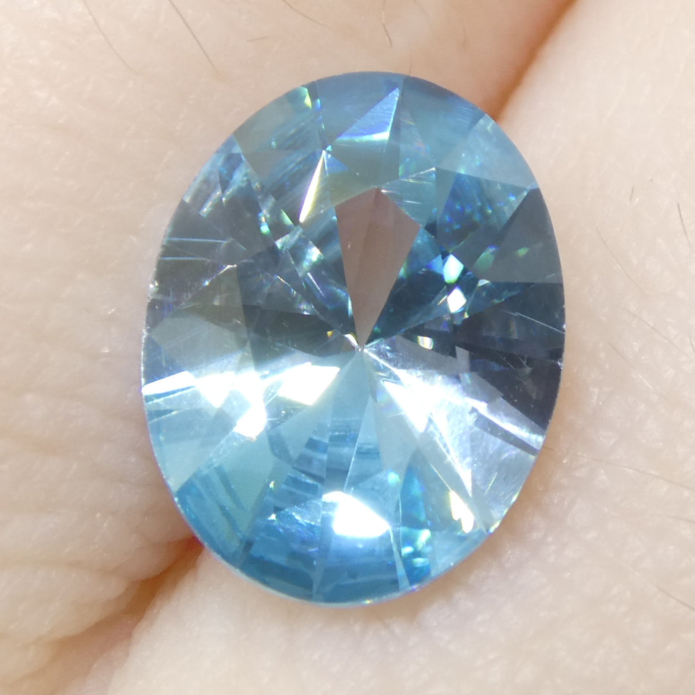 3.16ct Natural Earth Mined Oval Master Brilliant Cut Blue Zircon from Cambodia - Skyjems Wholesale Gemstones