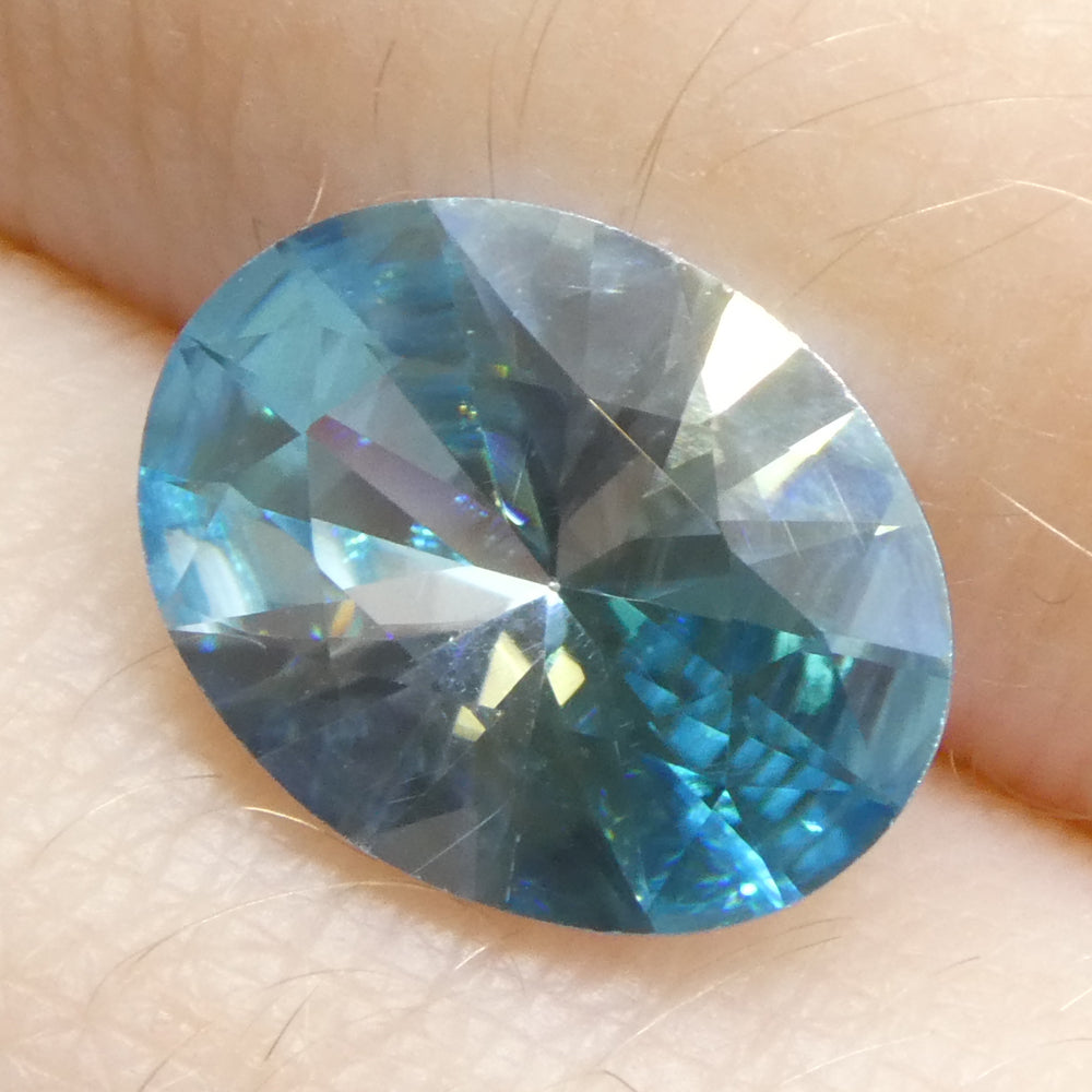 3.16ct Natural Earth Mined Oval Master Brilliant Cut Blue Zircon from Cambodia - Skyjems Wholesale Gemstones