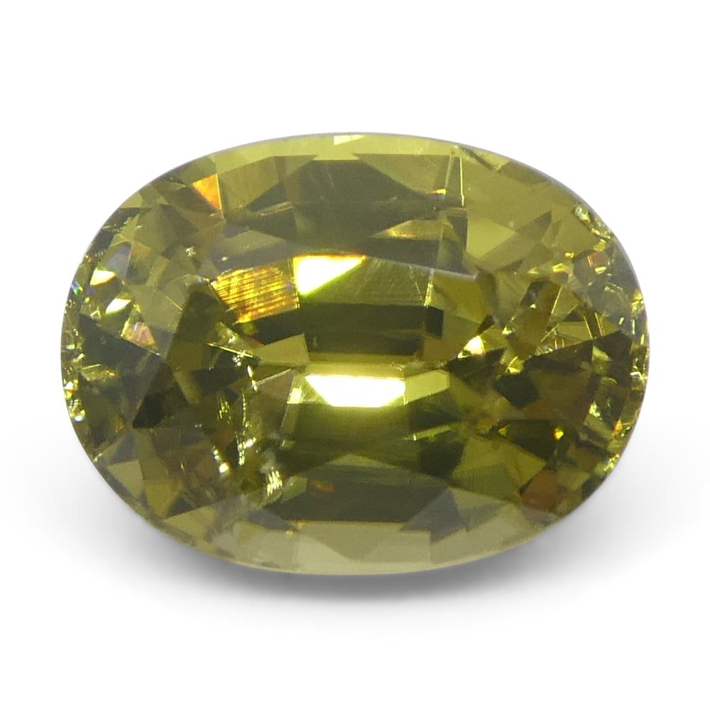 2.49ct Greenish Yellow Zircon from Sri Lanka, oval brilliant-cut gemstone by SkyJems Canadian gem specialists